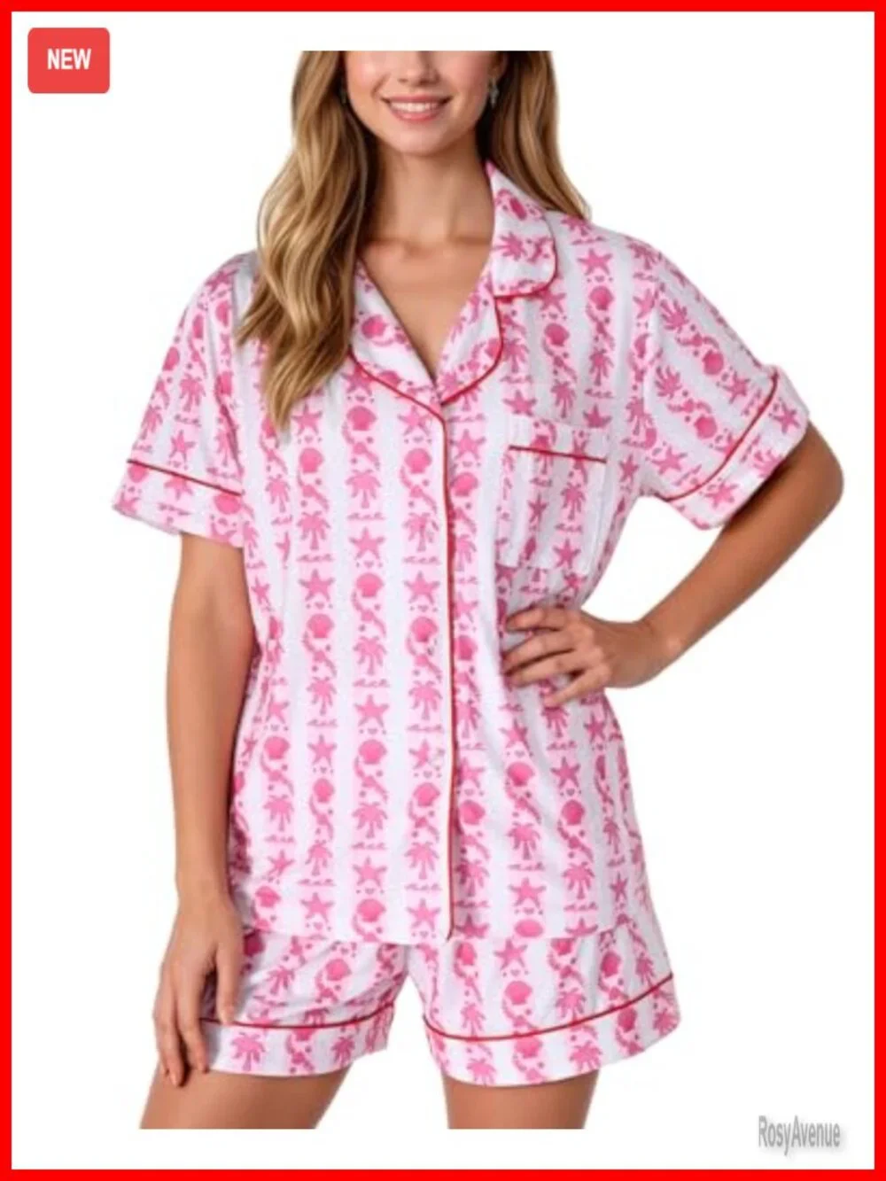 Women's Pajama Set Short Sleeve Top & Shorts Summer Matching Loungewear